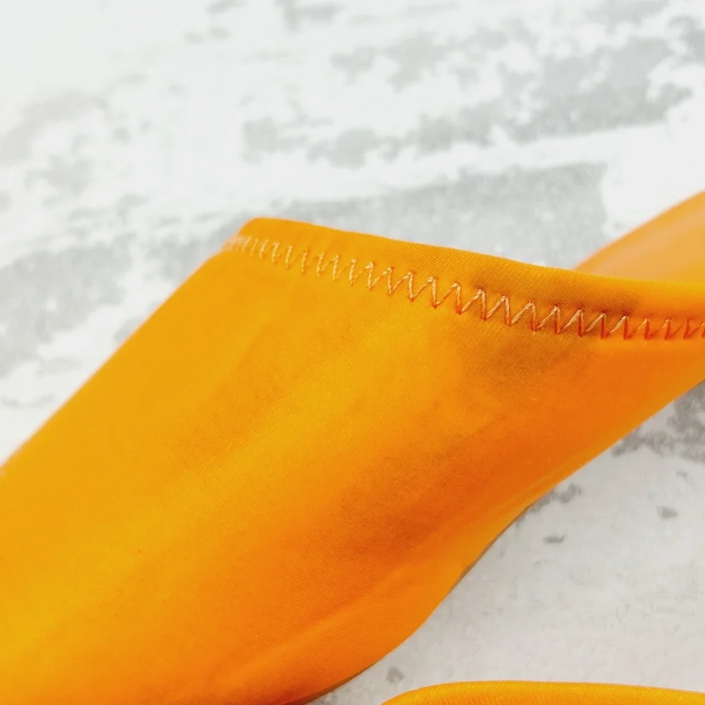 NEW Candice Orange Summer Slip On Block Heel Sandals H1035
